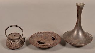 3 Pieces of Japanese Utilitarian Metalwares.