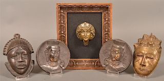 5 Cast Metal Masks and Plaques.