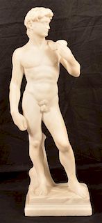 Vintage Carved Alabaster Nude Male Figure.