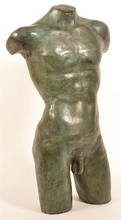 Life Size Sheet Bronze Male Nude Torso.
