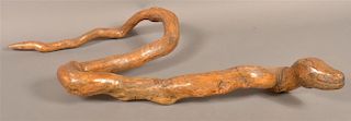 Folk Art Carved Root Figure of a Snake.