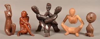 5 Vintage and Modern Nude Wood Sculptures.