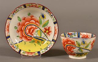 Gaudy Dutch China Oyster Pattern Cup & Saucer.