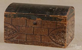 Wallpaper covered document box, 19th c., 6 1/2'' h., 11'' w., 7 1/4'' d.