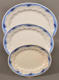 3 Blue Wheat Pattern Ironstone China Platters.