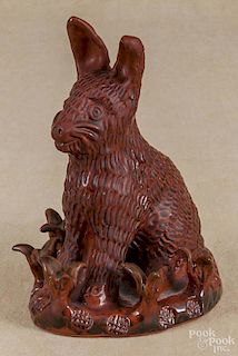 Ned Foltz, redware rabbit, signed and dated 1986, 9 1/4'' h.