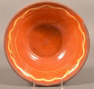 19th Century Yellow Slip Redware Bowl.