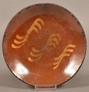 PA 19th Century Glazed Redware Plate.