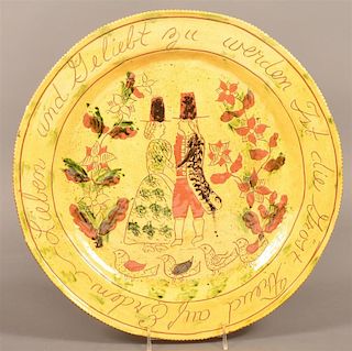Breininger Redware Pottery Marriage Charger.