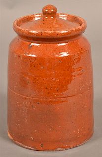 Pennsylvania 19th Century Redware Storage Jar.