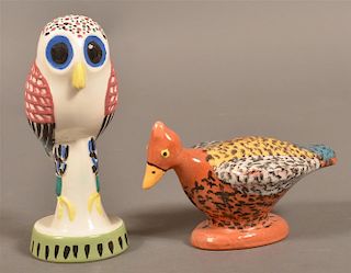 Two James Seagreaves Pottery Bird Figures.