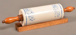 Antique Glazed Stoneware Pottery Rolling Pin.
