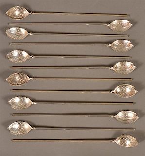 12 Tiffany & Co. Sterling Silver Ice Tea Spoons.