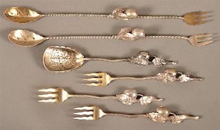 6 Gorham Sterling Silver Olive spoons and forks.