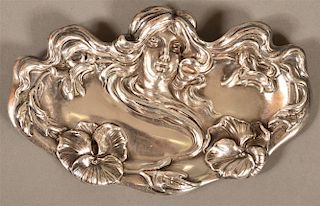 William B. Kerr Art Nouveau Sterling Pin Tray.