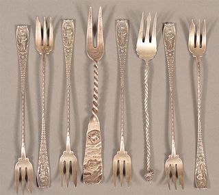 Eight Gorham Sterling Silver Seafood Forks.