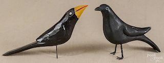 Contemporary carved and painted crow, attributed to Walter Gottshall, 6 1/2'' h.