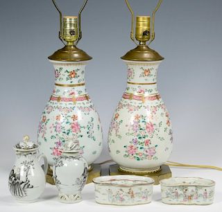 6 Pcs of Asian Porcelain, incl. Grisaille
