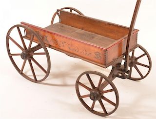 19th Century Painted Wood Childs Wagon.
