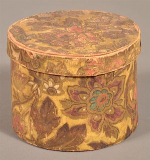 19th Century Wallpaper Covered Trinket Box.