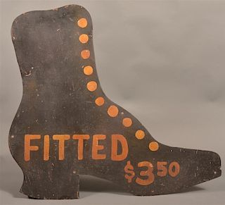 Antique Heavy Gauge Tin Boot Form Trade Sign.