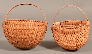 Two Pennsylvania Woven Splint Oak Wall Baskets.