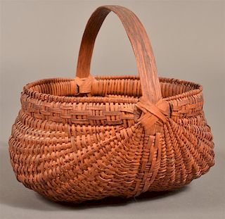 Pennsylvania 19th Century Woven Splint Oak Egg Basket.