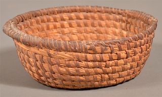 Pennsylvania 19th Century Rye Straw Coil Sewing Basket.