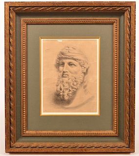 18th Century Crayon Drawing of a Bearded Man.