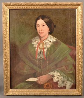 19th Century Oil on Canvas portrait Painting of a Woman