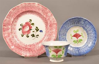 Spatterware China Plate, Cup and Saucer.