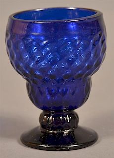 Steigel Type Cobalt Blue Expanded Diamond Glass Footed Master Salt.