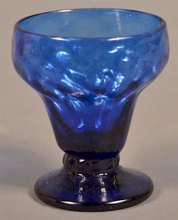 Steigel Type Cobalt Blue Expanded Diamond Glass Footed Master Salt.