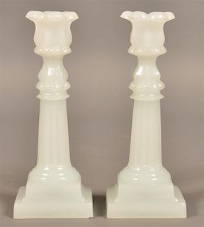 Pair of Boston and Sandwich Glass Candlesticks