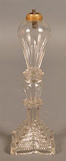 New England Colorless Glass Whale Oil Lamp.