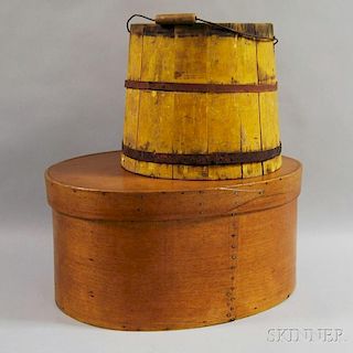 Large Lapped-seam Box and a Yellow-painted Bucket