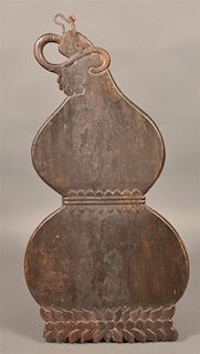 Double Sided Wood Gourd Form Trade Sign.
