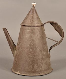Rare SE PA Wriggle Work Tin Coffee Pot.