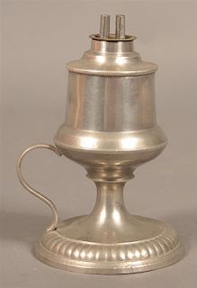 American 19th Century Pewter Fluid Lamp.