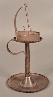 19th Century Tin Betty Lamp with Stand.
