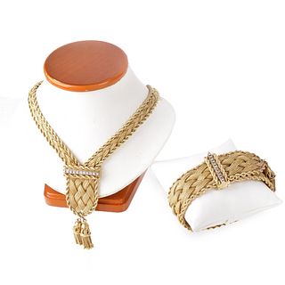 Diamond and 14K Necklace and Bracelet
