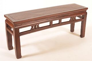 Vintage Chinese Lacquered Elmwood Bench.