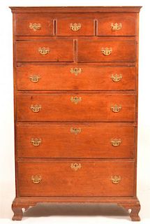 Chester Co. PA Chippendale Walnut Tall Chest.