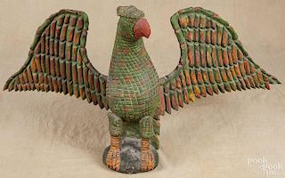 Keith Collis, large carved and painted eagle, signed and dated 1982, 16'' h., 33 1/2'' w.