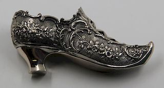 SILVER. Antique Continental Silver Shoe.