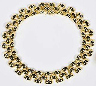 18K Italian Panther Link Necklace, 125.6 grams