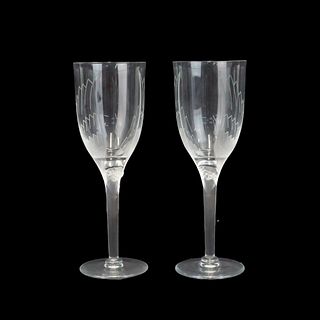 Pair of Lalique Champagne Flutes