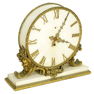 Ormolu, Patinated Bronze Marble Mantle Clock