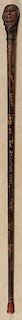 Carved fraternal walking stick, dated 1955, with a Native American Indian, 37 1/2'' h.