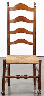 Delaware Valley ladderback side chair, ca. 1800, 44'' h.